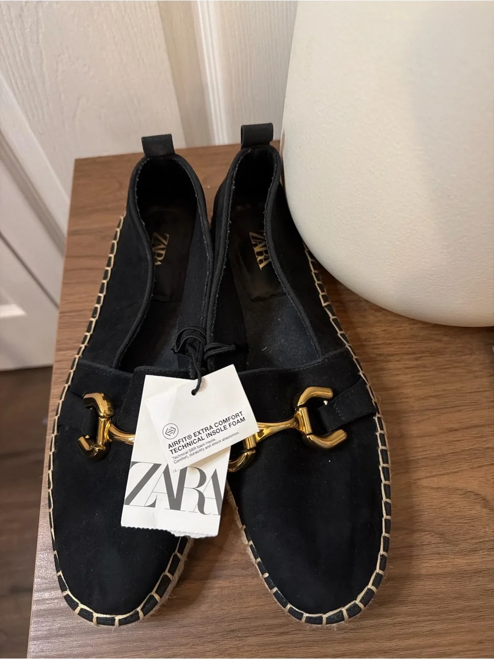 ZARA Black Horsebit Espadrille Loafers EU 40 US 9 Quiet Luxury Preppy Chic